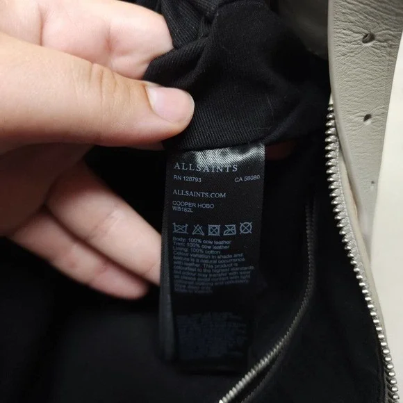 Allsaints Womens Purse Cooper Hobo Beige Nubuck Leather Western Saddle Bag - Picture 11 of 11